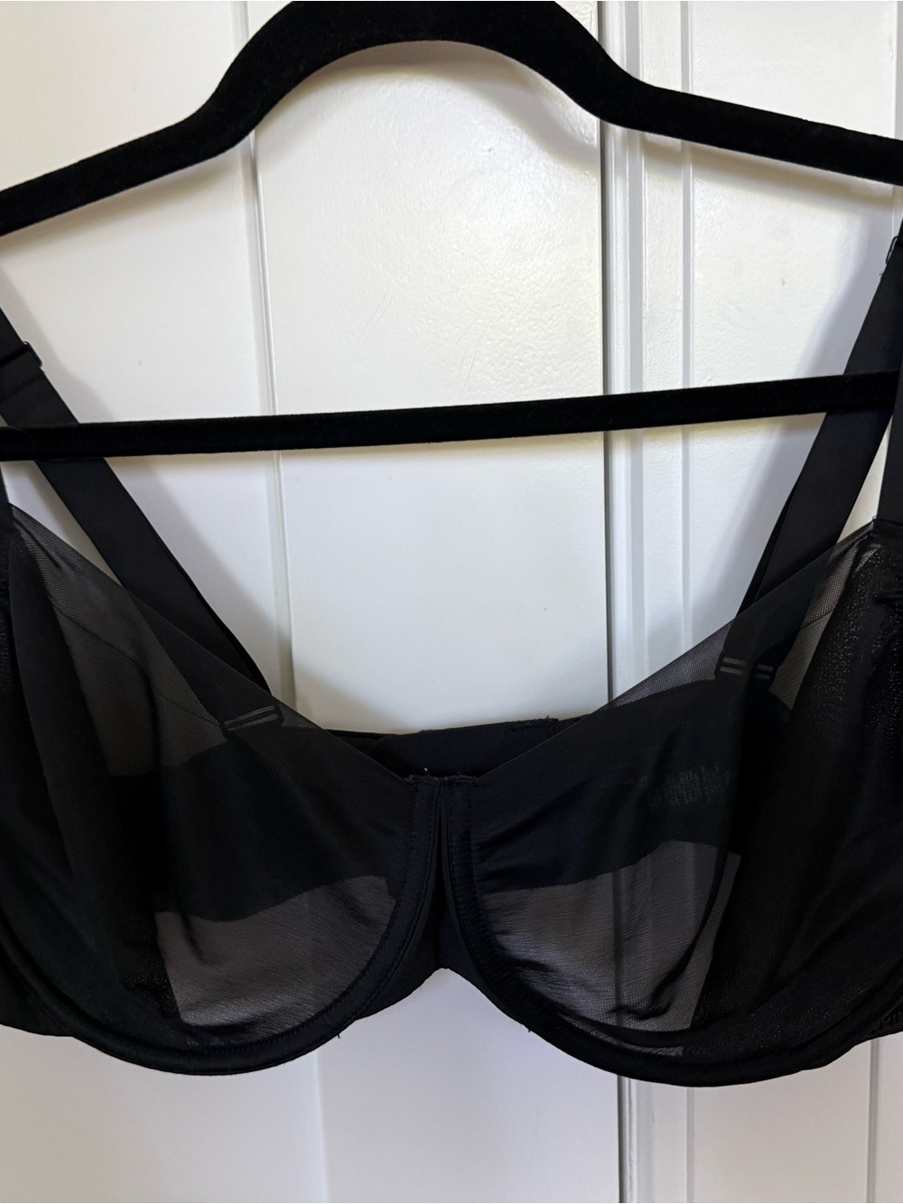 SKIMS  Black Sheer Underwire Demi cup Bra 40DD